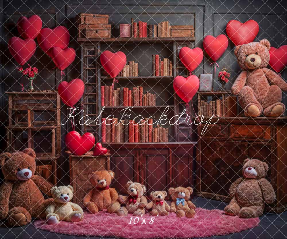 Kate Valentine's Day Love Balloon Book Bear Backdrop Designed by Emetselch - Image 5