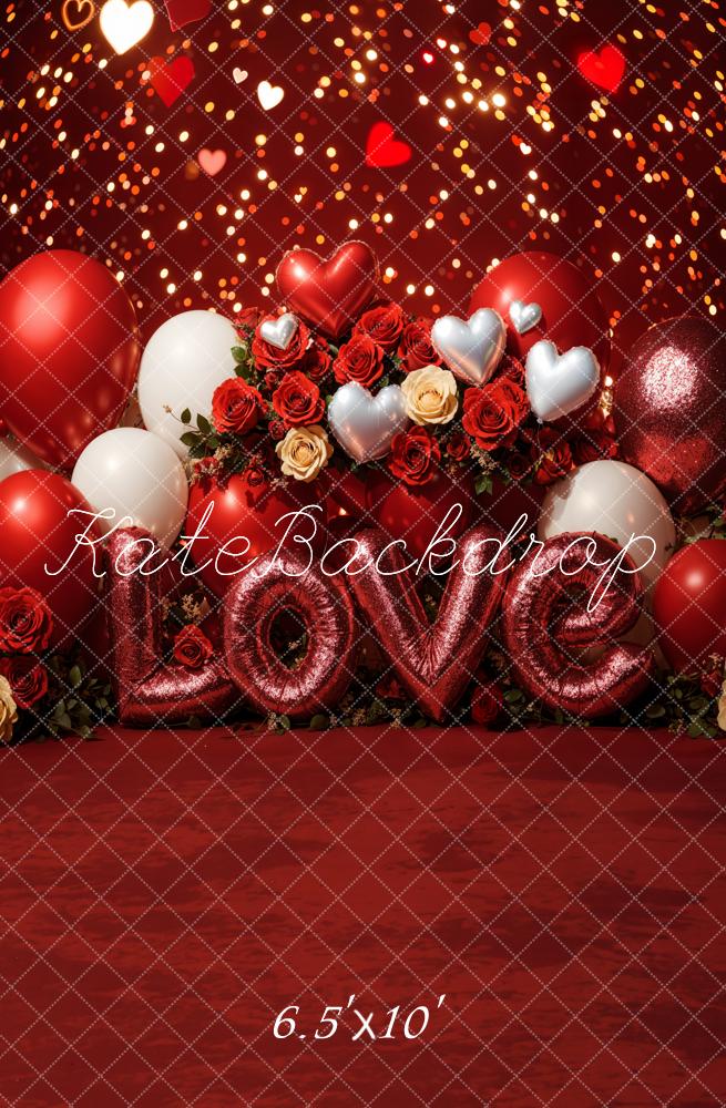 Kate Valentine's Day Love Balloons Roses Backdrop Designed by Emetselch - Image 3