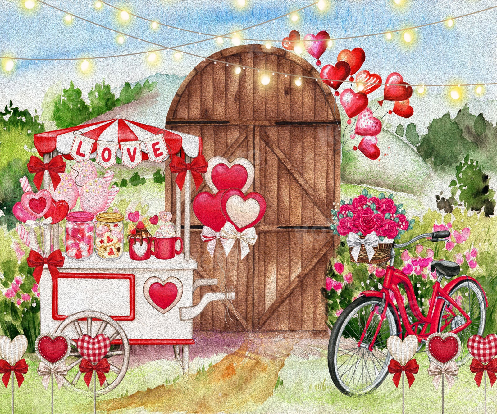 Kate Valentine's Day Love Candy Backdrop for Photography - Image 3