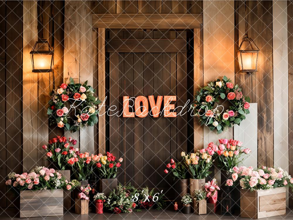 Kate Valentine's Day Love Floral Wood Door Backdrop Designed by Emetselch - Image 3