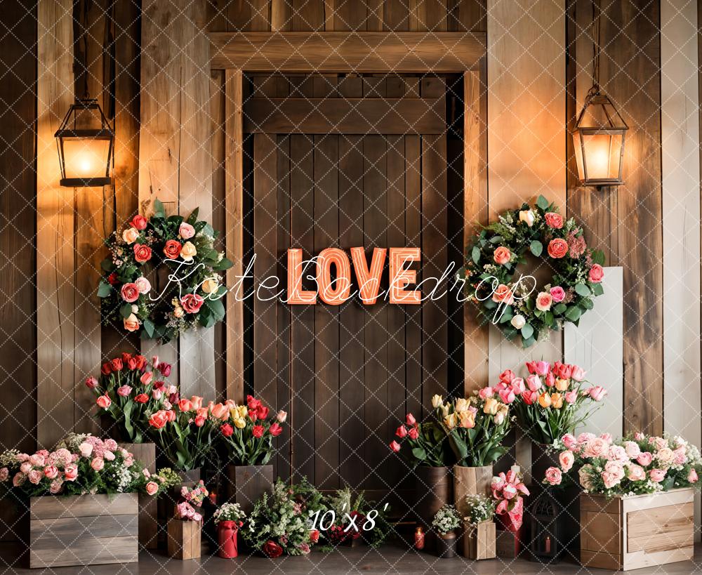 Kate Valentine's Day Love Floral Wood Door Backdrop Designed by Emetselch - Image 6