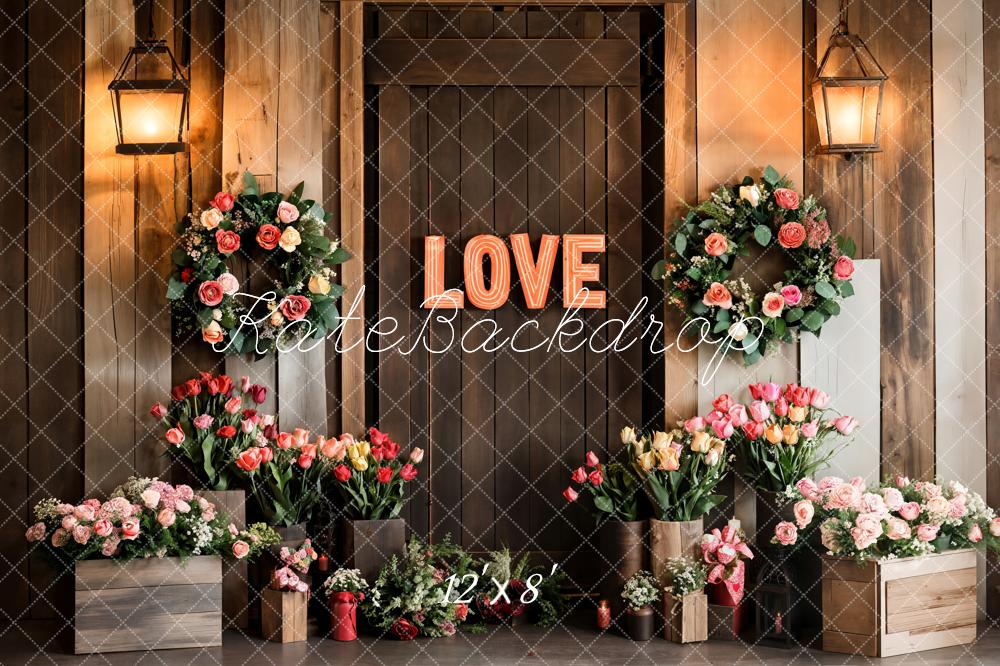 Kate Valentine's Day Love Floral Wood Door Backdrop Designed by Emetselch - Image 7