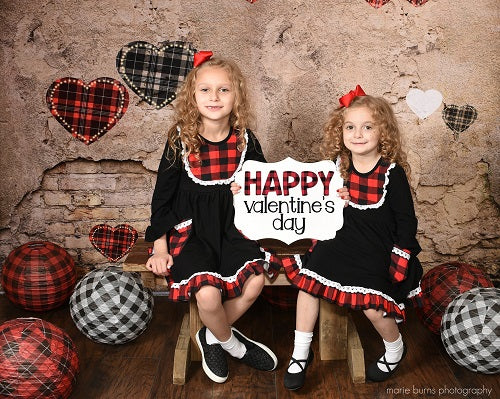 Kate Valentine's Day Love Heart Damaged Wall Backdrop for Photography Designed by JFCC - Image 3