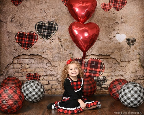 Kate Valentine's Day Love Heart Damaged Wall Backdrop for Photography Designed by JFCC - Image 4