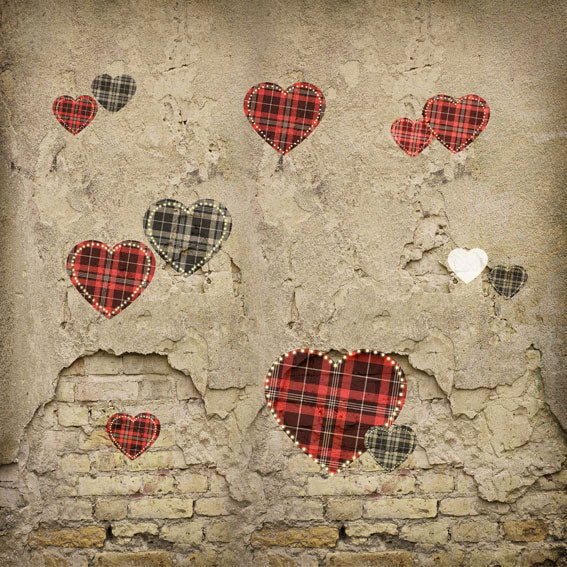 Kate Valentine's Day Love Heart Damaged Wall Backdrop for Photography Designed by JFCC - Image 5