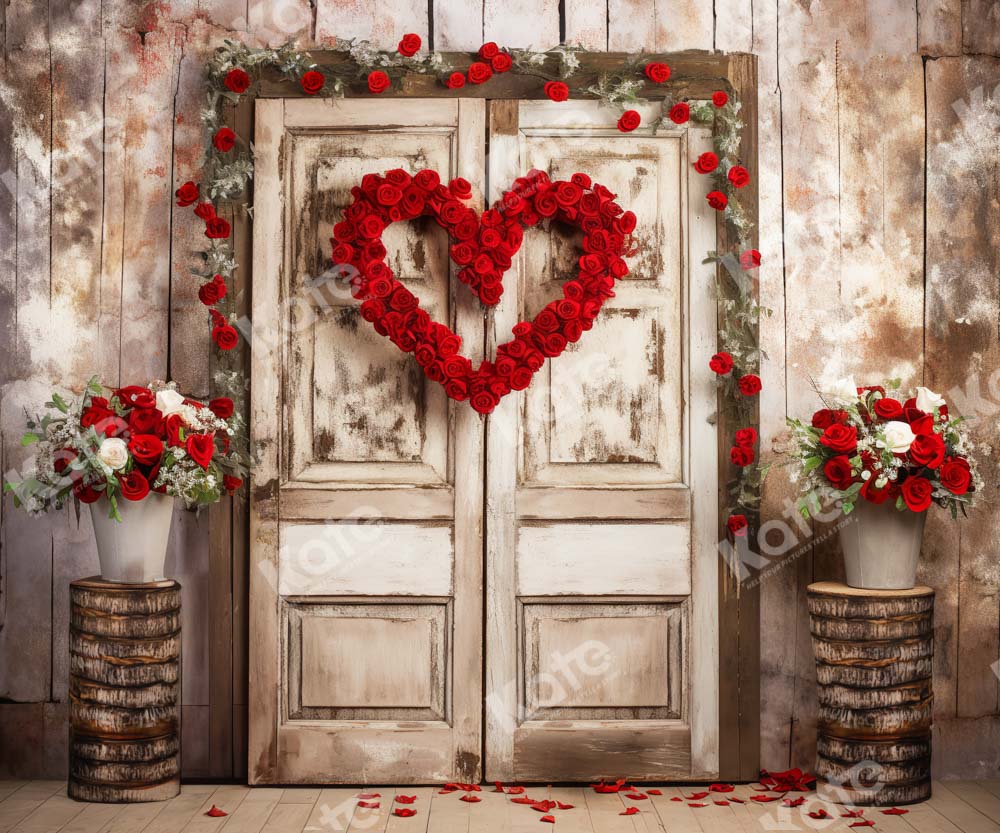 Kate Valentine's Day Love Rose Wooden Door Backdrop Designed by Chain Photography - Image 4