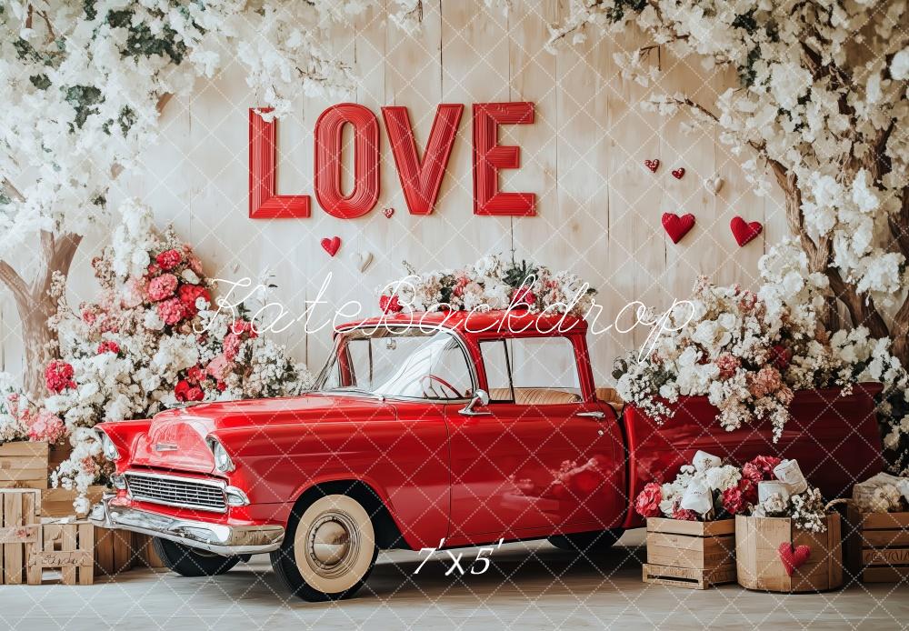 Kate Valentine's Day Love Vintage Car Floral Backdrop Designed by Patty Robert - Image 2
