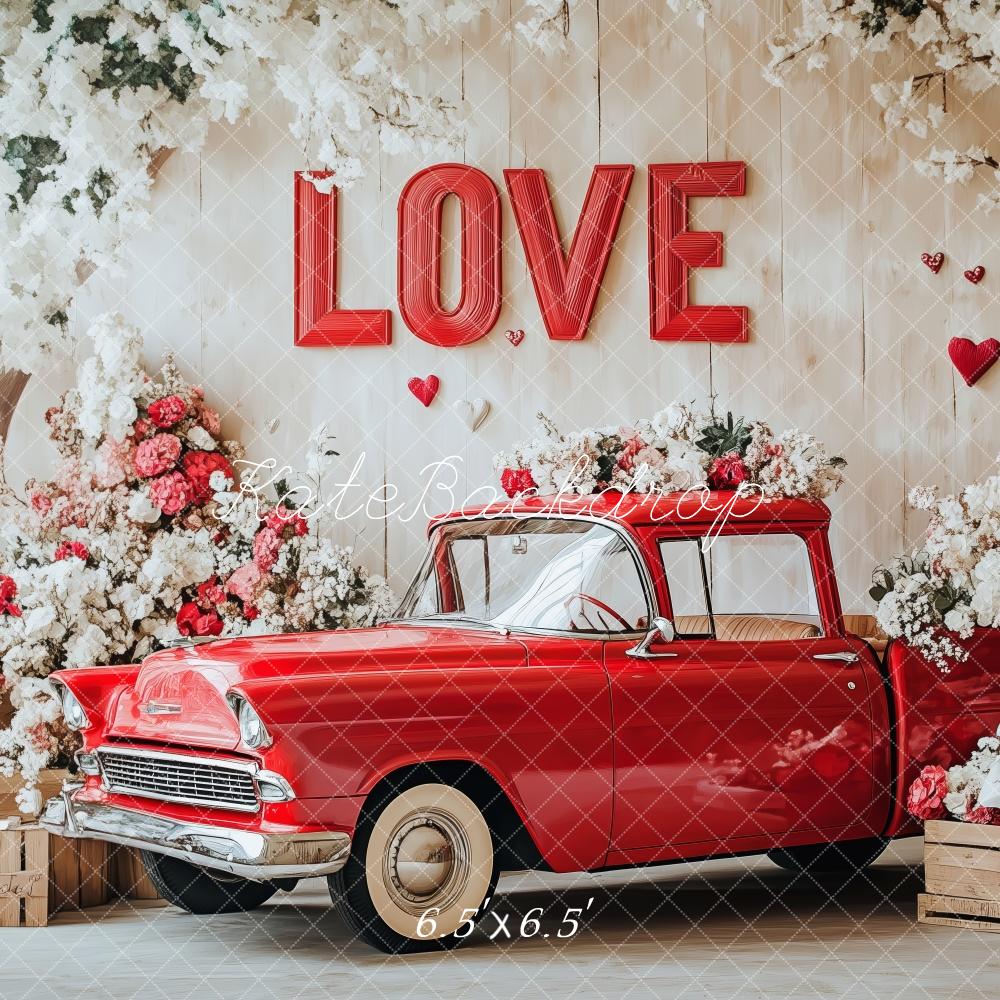 Kate Valentine's Day Love Vintage Car Floral Backdrop Designed by Patty Robert - Image 3