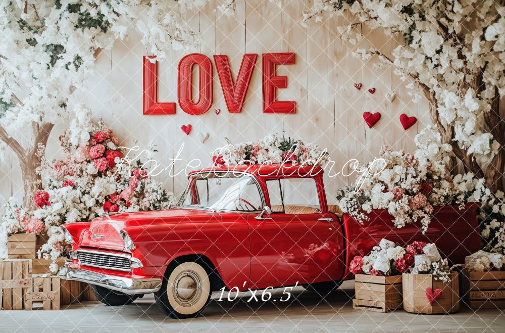 Kate Valentine's Day Love Vintage Car Floral Backdrop Designed by Patty Robert - Image 4