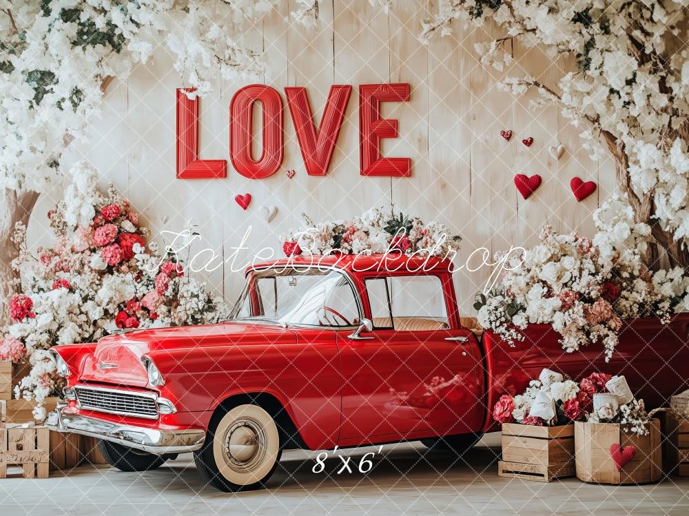 Kate Valentine's Day Love Vintage Car Floral Backdrop Designed by Patty Robert - Image 6