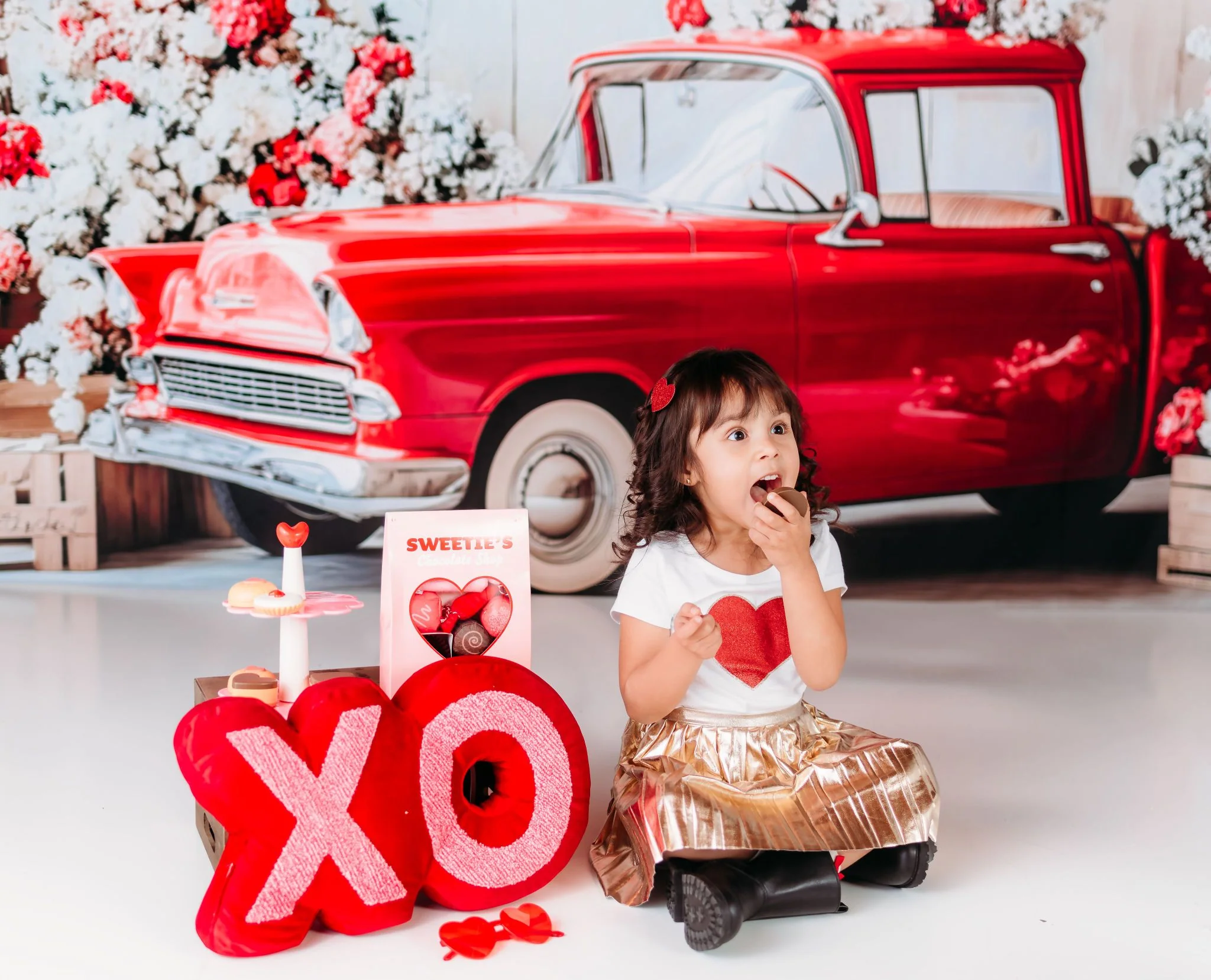 Kate Valentine's Day Love Vintage Car Floral Backdrop Designed by Patty Robert - Image 8