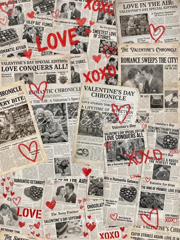 Kate Valentine's Day Newspaper Love Hearts Backdrop Designed by Chain Photography - Image 10