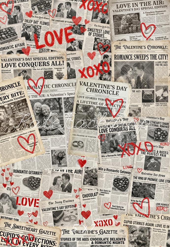 Kate Valentine's Day Newspaper Love Hearts Backdrop Designed by Chain Photography - Image 2