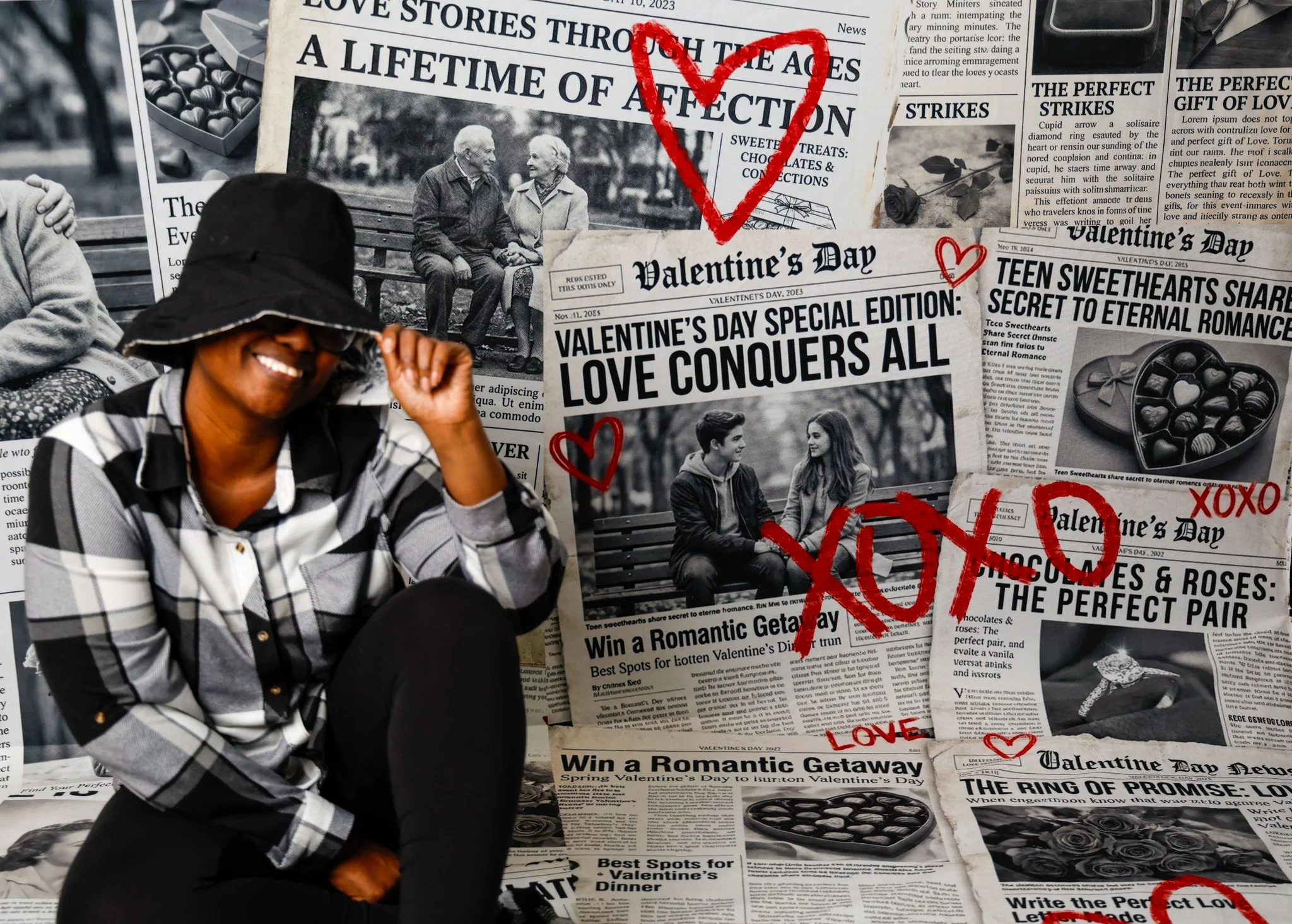 Kate Valentine's Day Newspaper Love Hearts Backdrop Designed by Chain Photography - Image 5