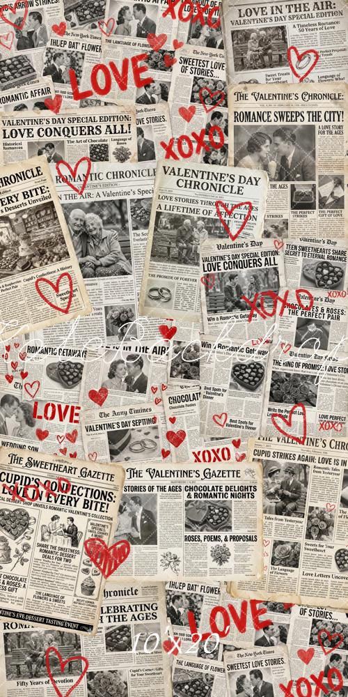 Kate Valentine's Day Newspaper Love Hearts Backdrop Designed by Chain Photography - Image 8