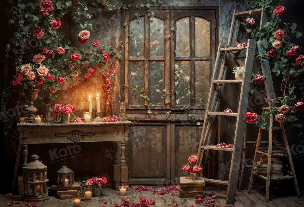 Kate Valentine's Day Old Retro Floral Room Backdrop Designed by Emetselch - Image 2