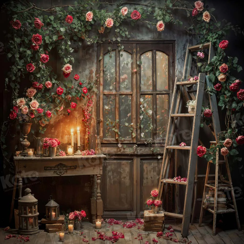 Kate Valentine's Day Old Retro Floral Room Backdrop Designed by Emetselch - Image 5