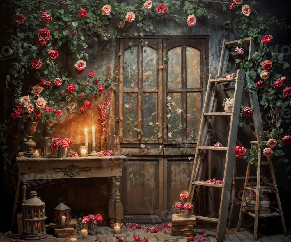 Kate Valentine's Day Old Retro Floral Room Backdrop Designed by Emetselch - Image 7