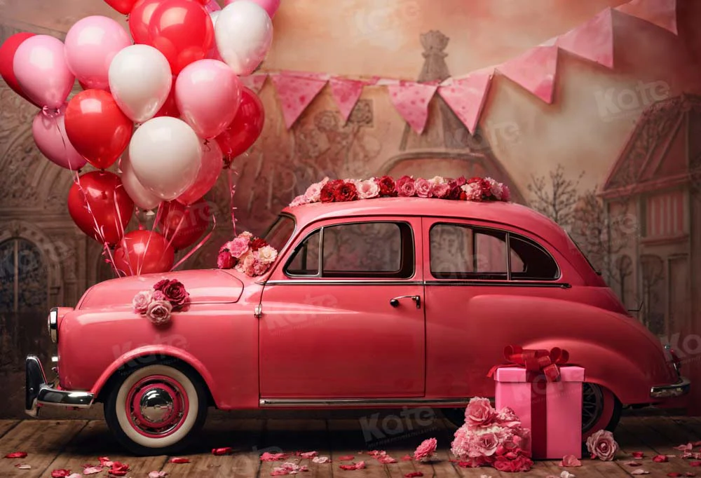 Kate Valentine's Day Pink Car Balloon Backdrop Designed by Emetselch - Image 2