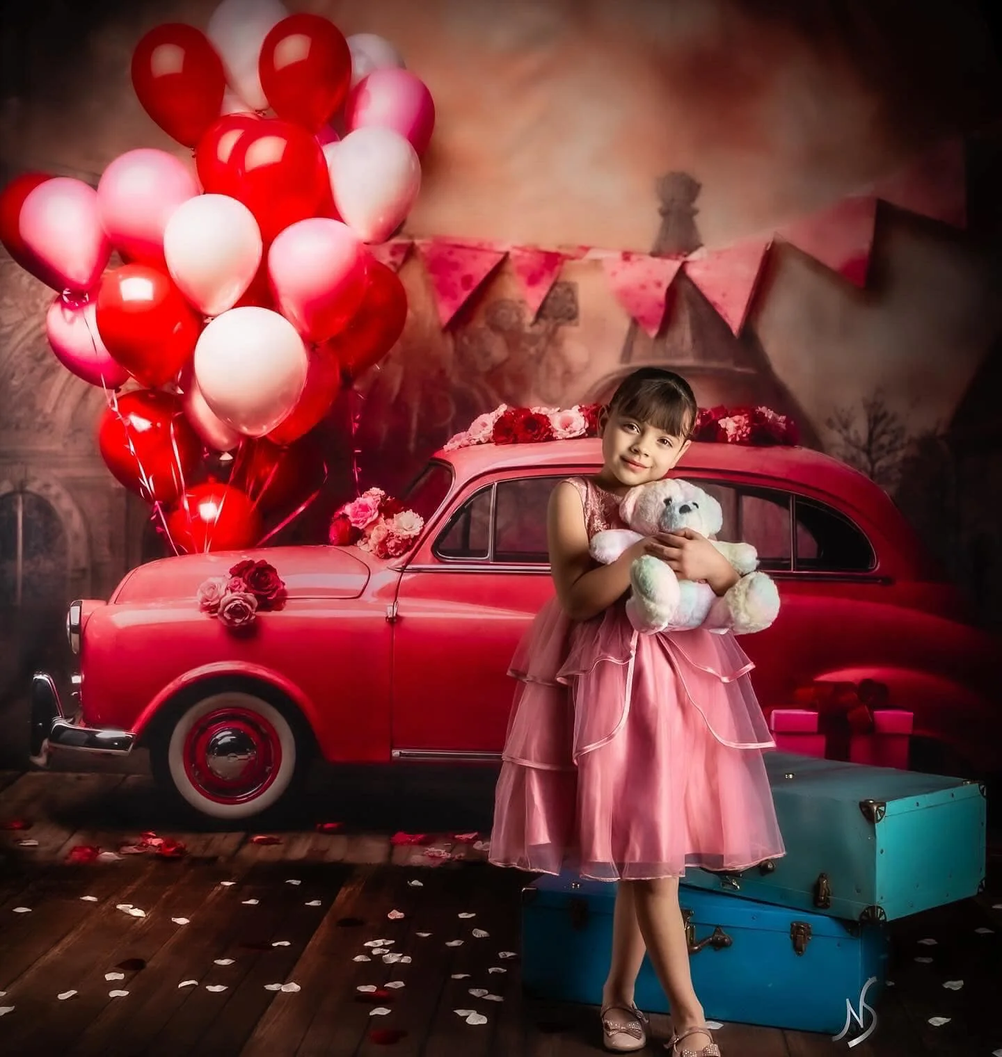 Kate Valentine's Day Pink Car Balloon Backdrop Designed by Emetselch - Image 3