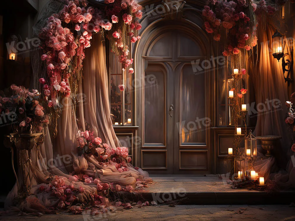 Kate Valentine's Day Pink Flower Wedding Backdrop for Photography - Image 3