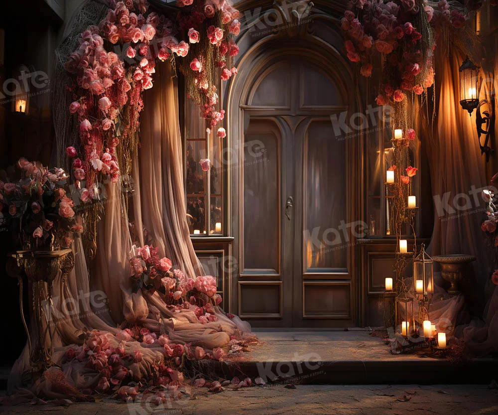 Kate Valentine's Day Pink Flower Wedding Backdrop for Photography - Image 4