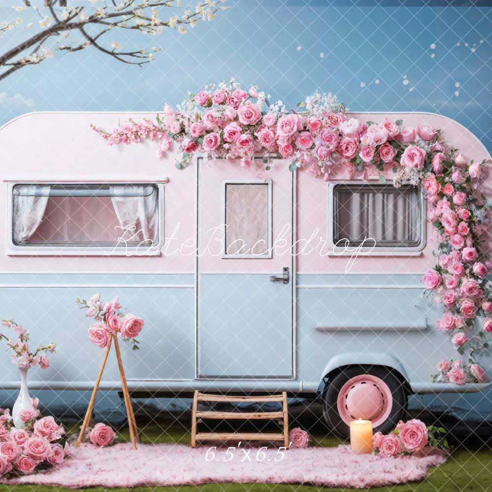 Kate Valentine's Day Pink Flowers RV Backdrop Designed by Chain Photography - Image 2