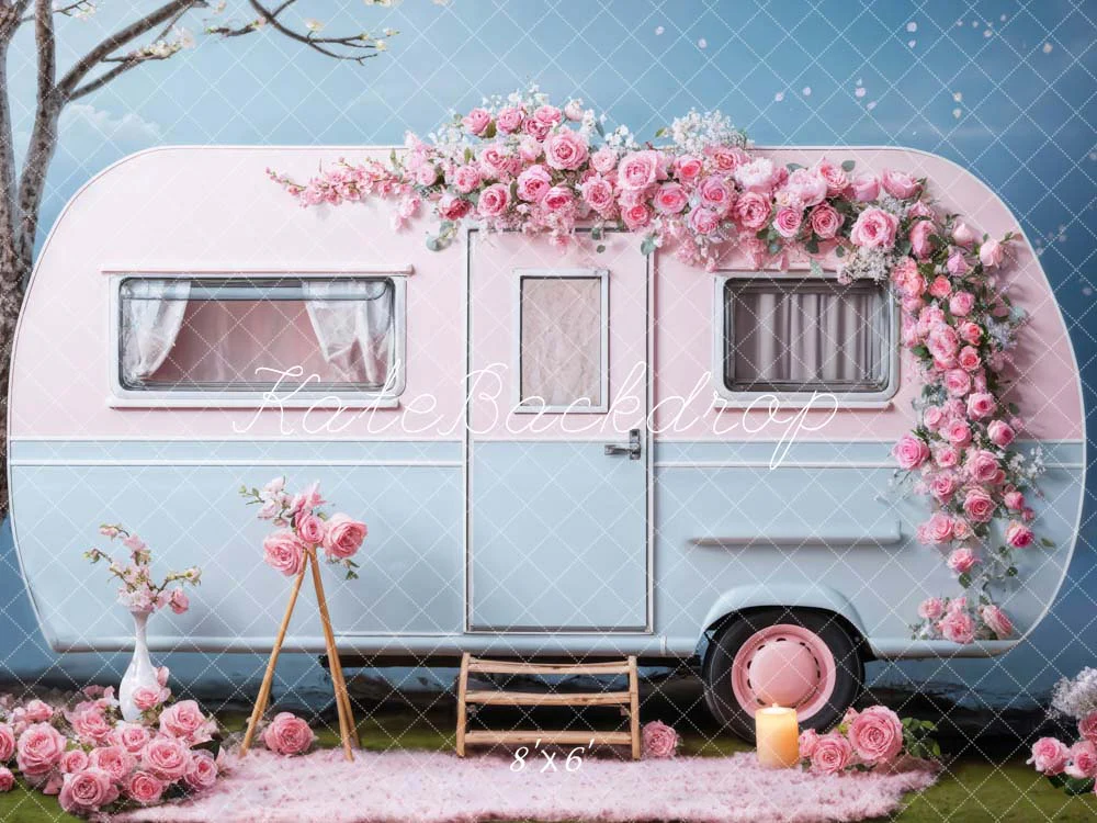Kate Valentine's Day Pink Flowers RV Backdrop Designed by Chain Photography - Image 3