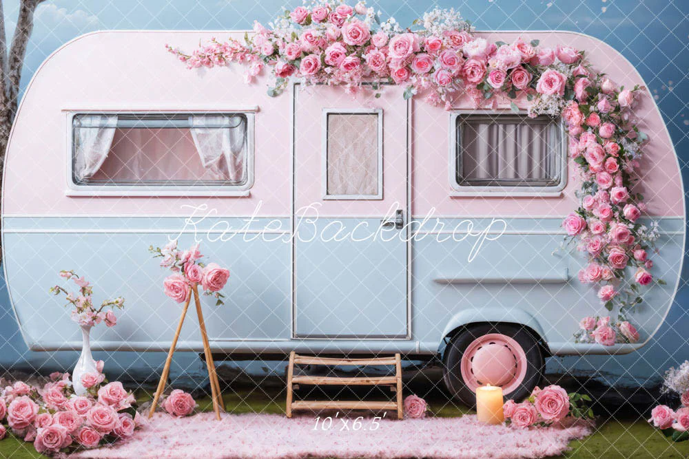 Kate Valentine's Day Pink Flowers RV Backdrop Designed by Chain Photography - Image 4