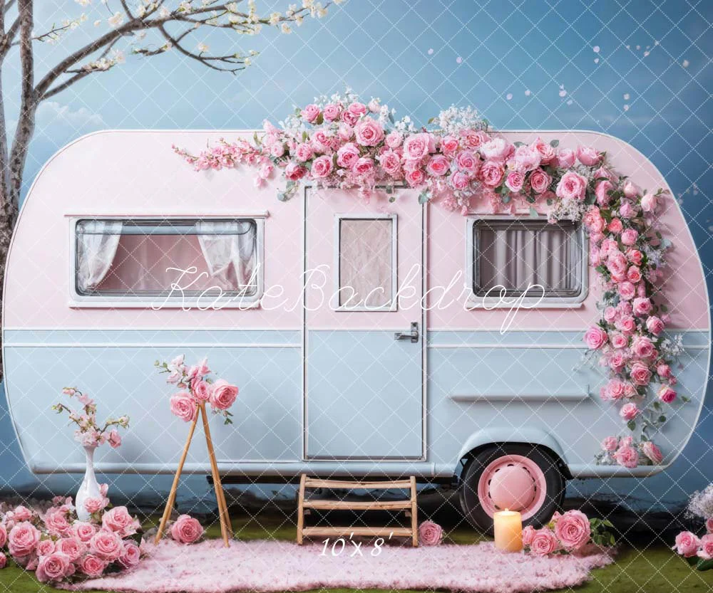 Kate Valentine's Day Pink Flowers RV Backdrop Designed by Chain Photography - Image 5