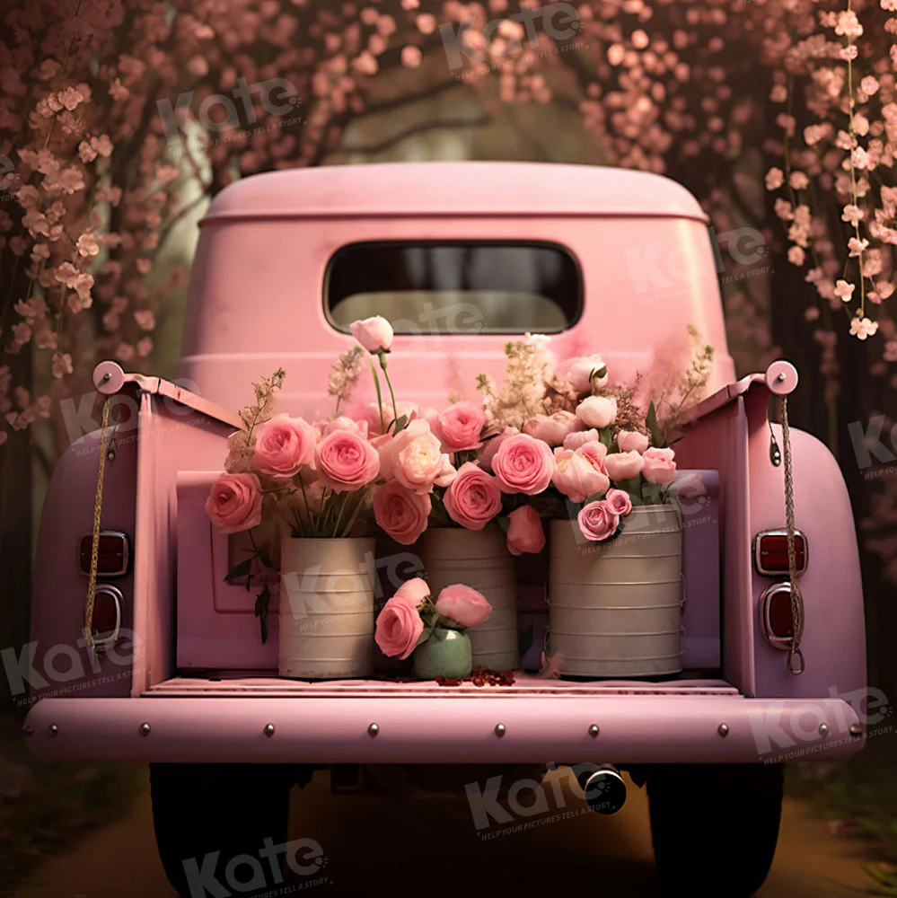 Kate Valentine's Day Pink Flowers Truck Backdrop Designed by Chain Photography - Image 7