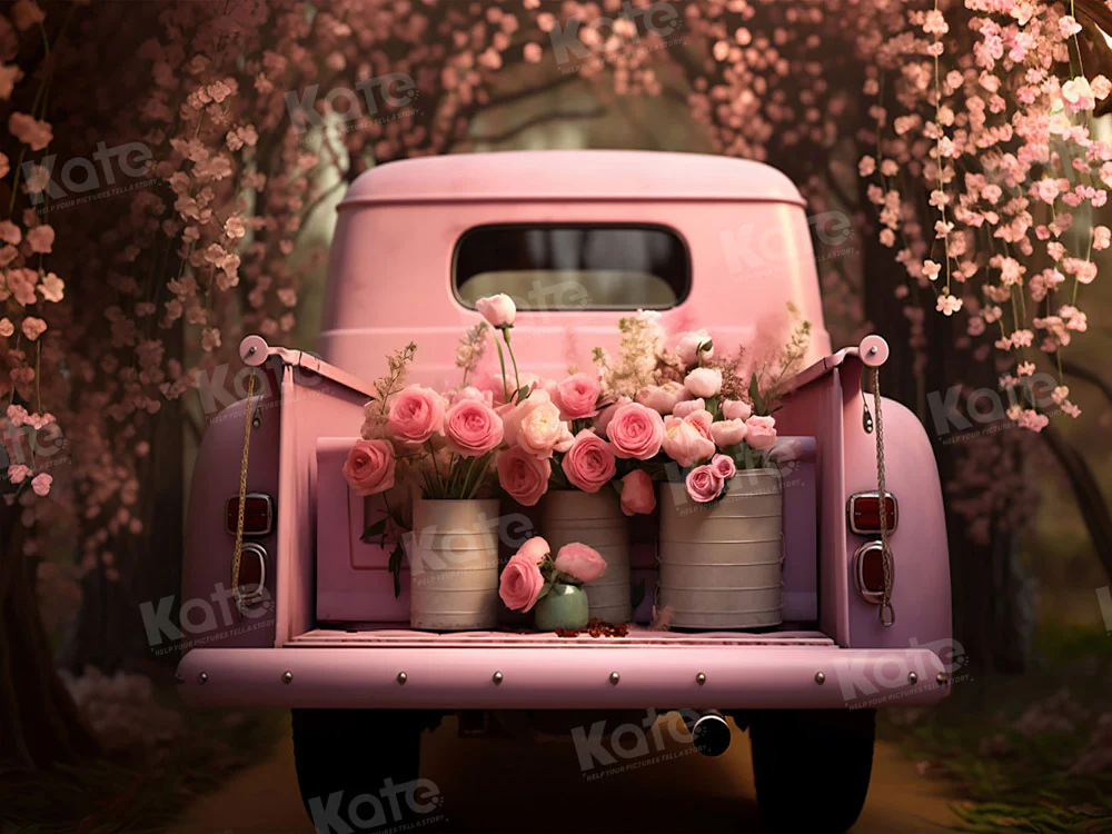 Kate Valentine's Day Pink Flowers Truck Backdrop Designed by Chain Photography - Image 8