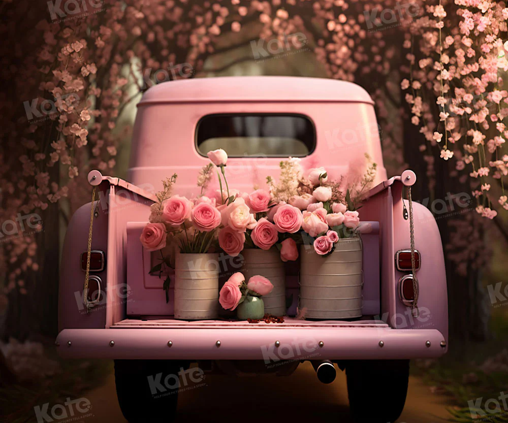 Kate Valentine's Day Pink Flowers Truck Backdrop Designed by Chain Photography - Image 9