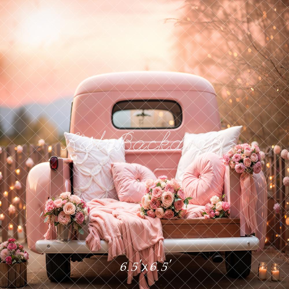 Kate Valentine's Day Pink Flowers Truck Backdrop Designed by Emetselch - Image 2