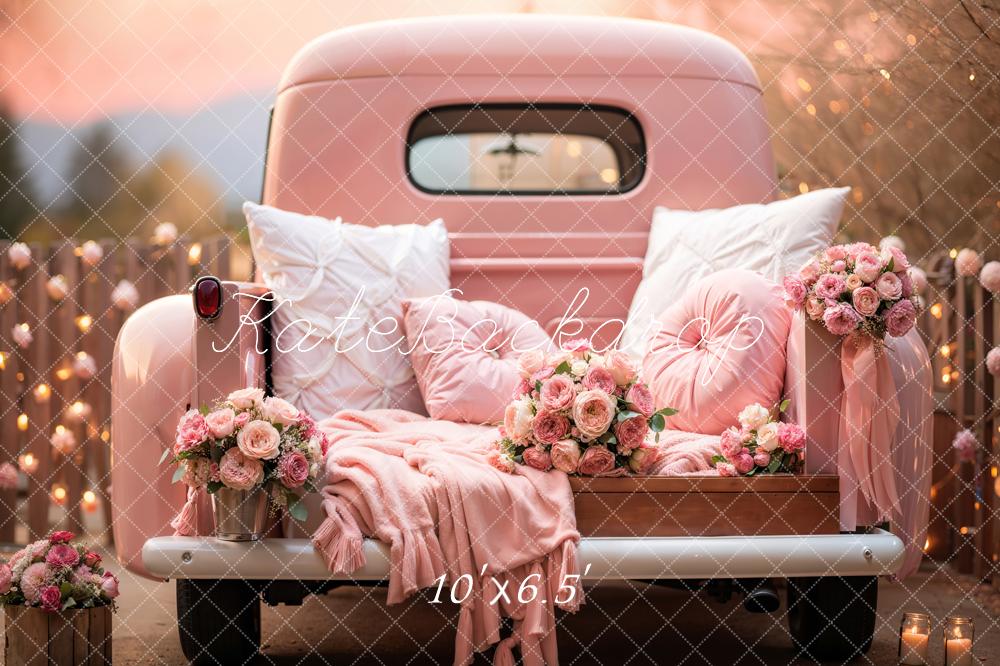Kate Valentine's Day Pink Flowers Truck Backdrop Designed by Emetselch - Image 4