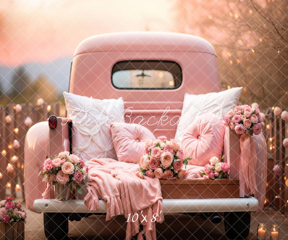 Kate Valentine's Day Pink Flowers Truck Backdrop Designed by Emetselch - Image 5