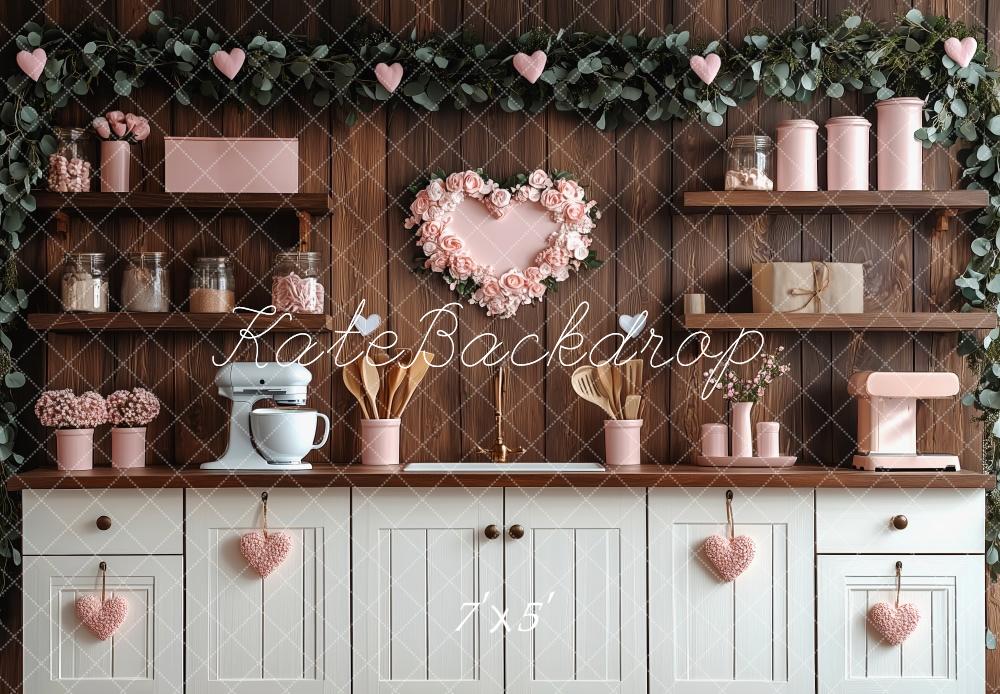 Kate Valentine's Day Pink Kitchen Hearts Backdrop Designed by Patty Robert - Image 2