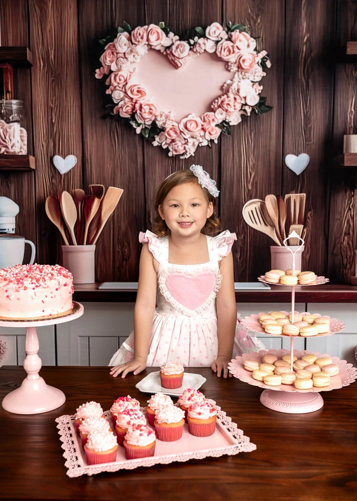 Kate Valentine's Day Pink Kitchen Hearts Backdrop Designed by Patty Robert - Image 4