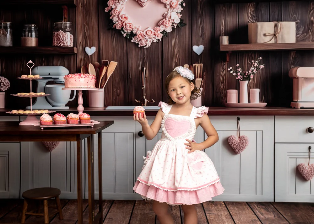 Kate Valentine's Day Pink Kitchen Hearts Backdrop Designed by Patty Robert - Image 6