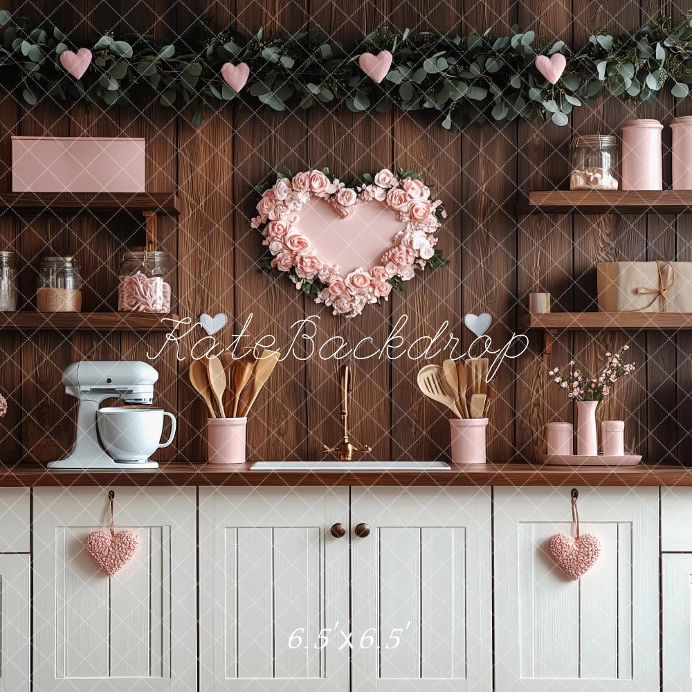 Kate Valentine's Day Pink Kitchen Hearts Backdrop Designed by Patty Robert - Image 7