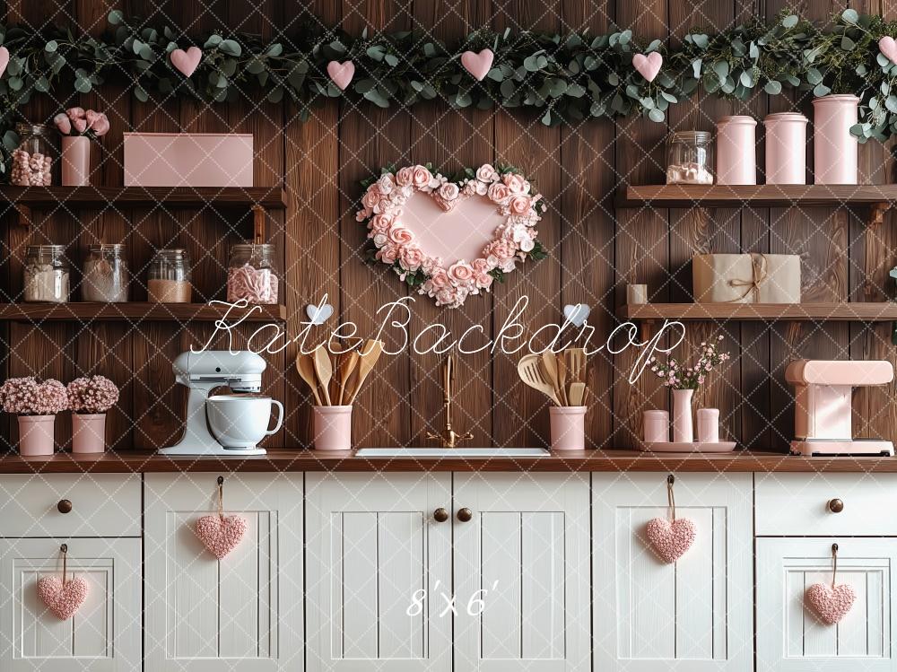 Kate Valentine's Day Pink Kitchen Hearts Backdrop Designed by Patty Robert - Image 8