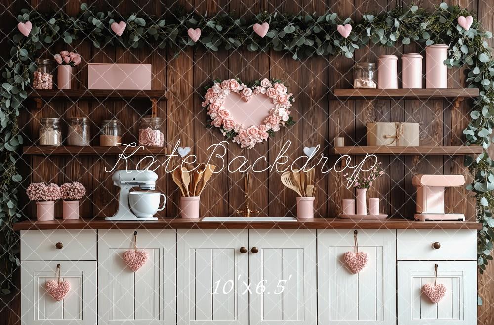 Kate Valentine's Day Pink Kitchen Hearts Backdrop Designed by Patty Robert - Image 9