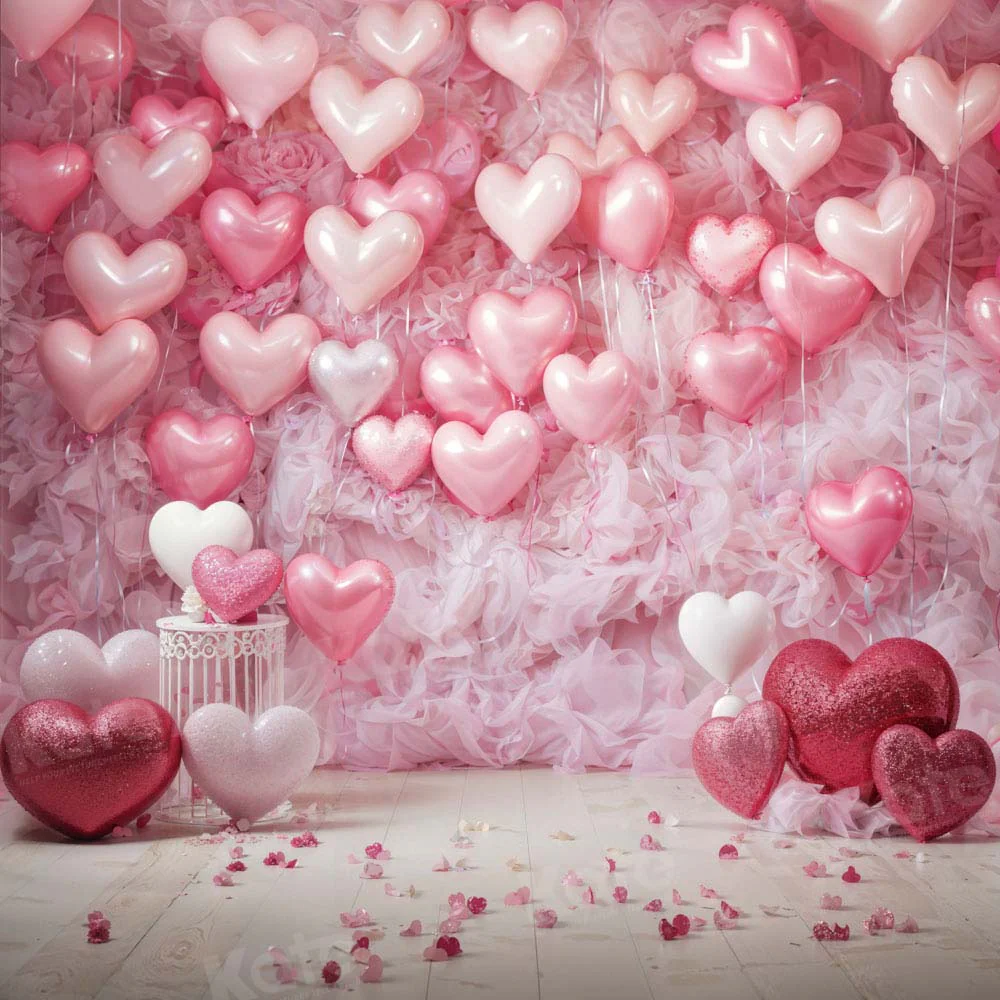Kate Valentine's Day Pink Love Heart Balloon Room Backdrop Designed by Emetselch - Image 10