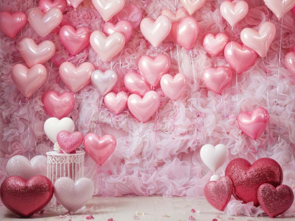Kate Valentine's Day Pink Love Heart Balloon Room Backdrop Designed by Emetselch - Image 11