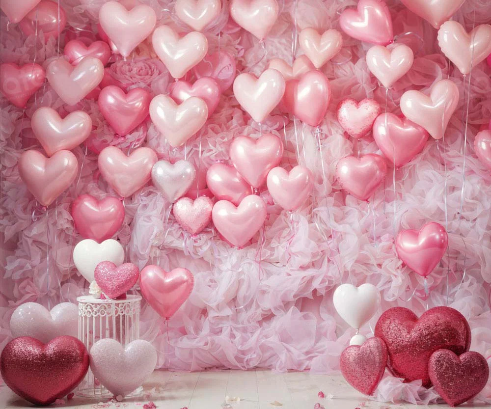 Kate Valentine's Day Pink Love Heart Balloon Room Backdrop Designed by Emetselch - Image 12