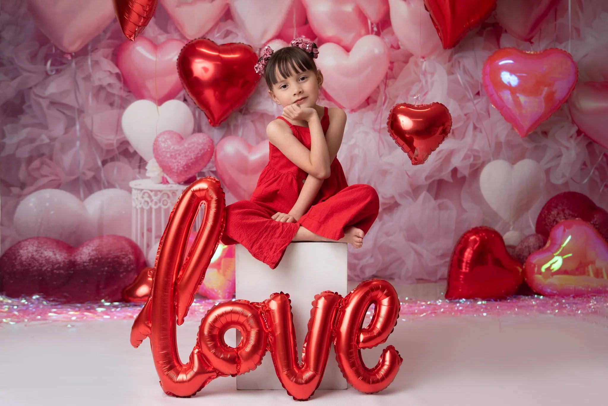 Kate Valentine's Day Pink Love Heart Balloon Room Backdrop Designed by Emetselch - Image 3