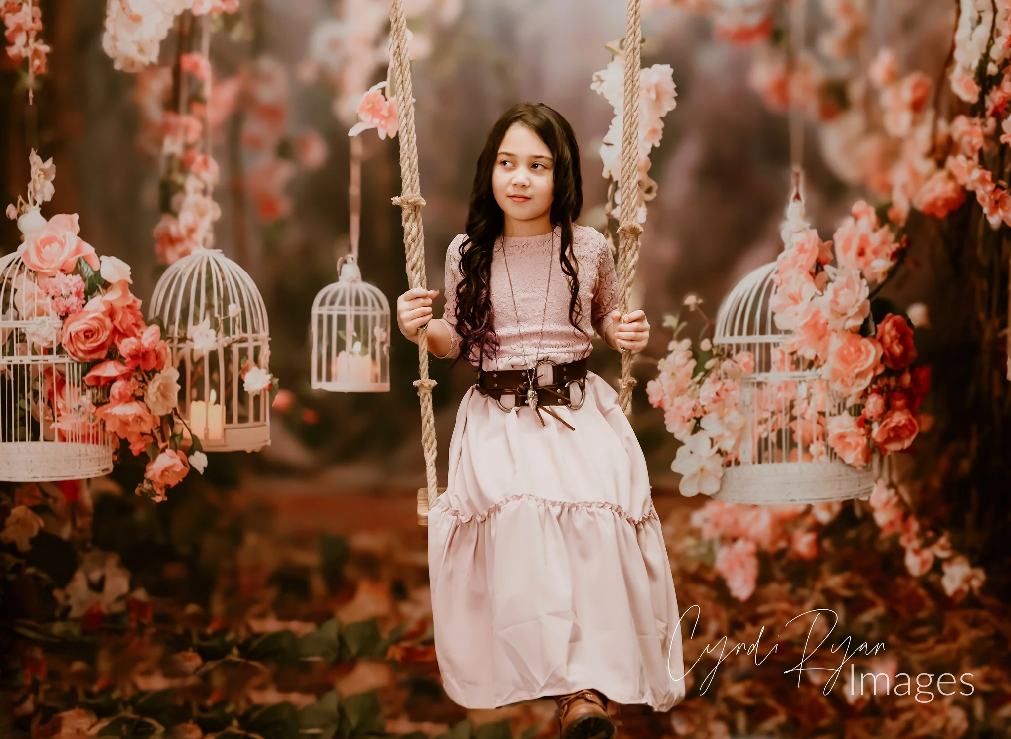 Kate Valentine's Day Pink Rose Birdcage Backdrop Designed by Emetselch - Image 3