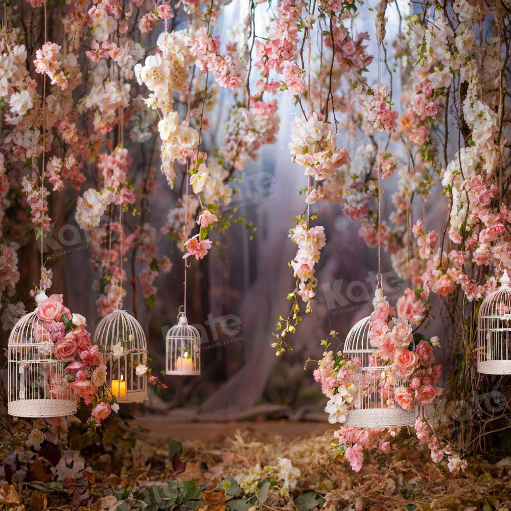 Kate Valentine's Day Pink Rose Birdcage Backdrop Designed by Emetselch - Image 4