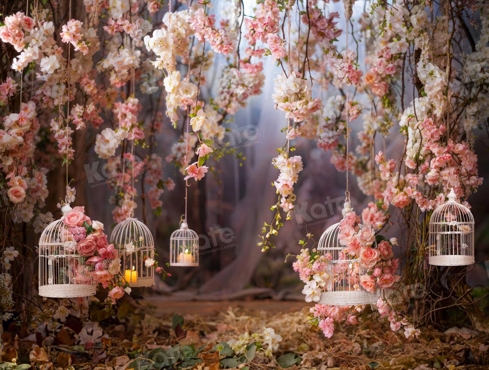 Kate Valentine's Day Pink Rose Birdcage Backdrop Designed by Emetselch - Image 5