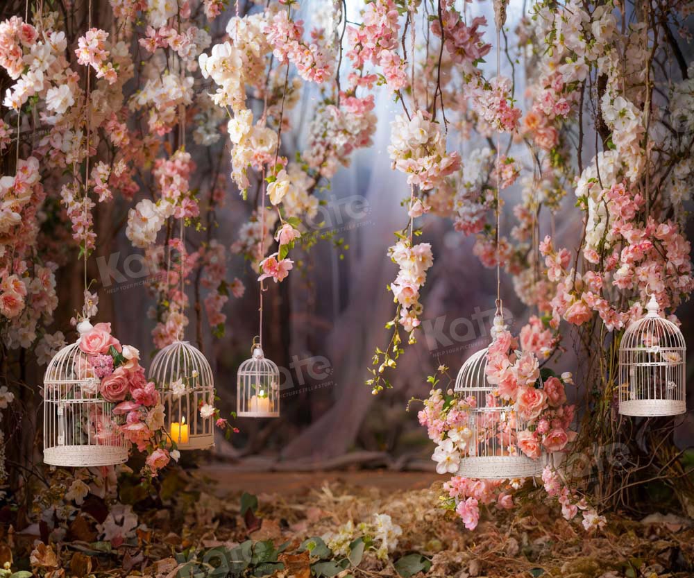 Kate Valentine's Day Pink Rose Birdcage Backdrop Designed by Emetselch - Image 6
